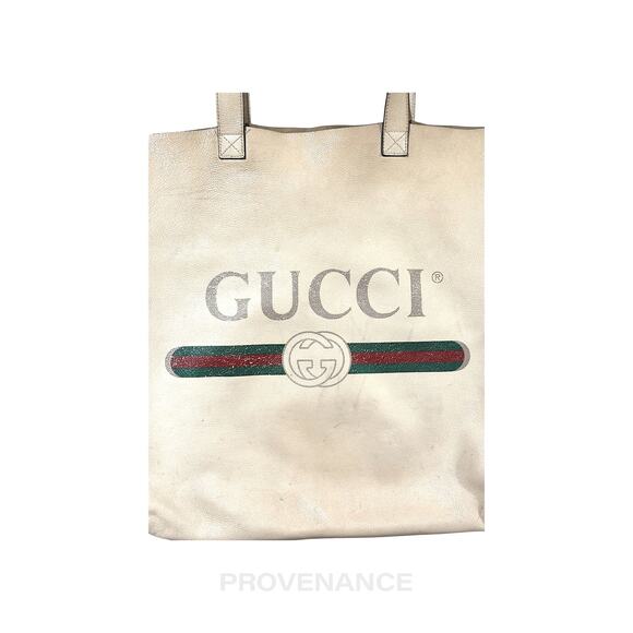 🔴 Gucci GG Vintage Logo Tote Bag - Off-White Leather - Picture 3 of 16